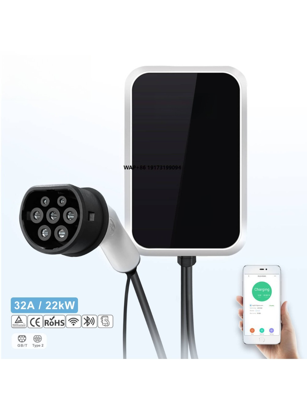 22Kw Wallbox Type 2 Ocpp Rfid - สถานีชาร์จรถยนต์ไฟฟ้า AC 22kW สมาร์ทวอลล์บ็อกซ์ 32A 380V